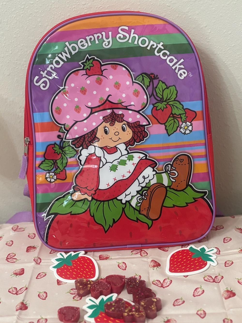 Strawberry Shortcake Rainbow Backpack,All Item NWT Socks,Lip Balm & More.